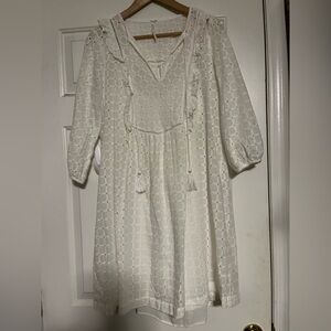 anthropologie white eyelet THAMES midi dress . Size 8